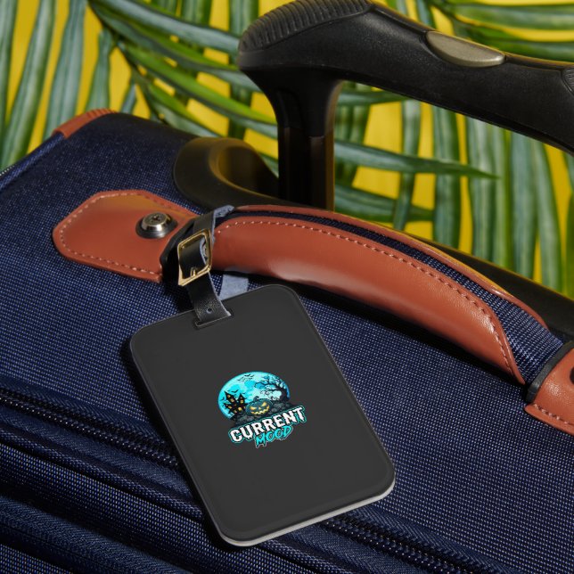 Halloween Current Mood Haunted Pumpkin Luggage Tag (Front Insitu 1)