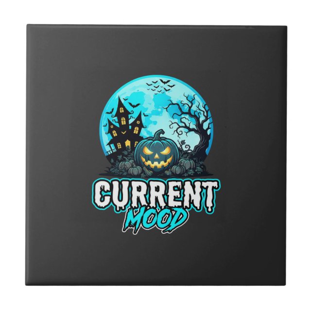 Halloween Current Mood Haunted Pumpkin Tile (Front)