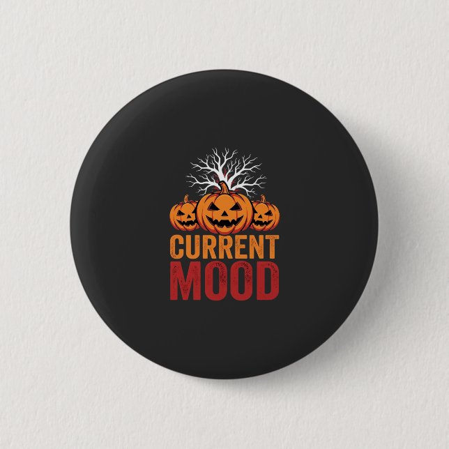 Halloween Current Mood Pumpkin Tree Design 2 Inch Round Button (Front)