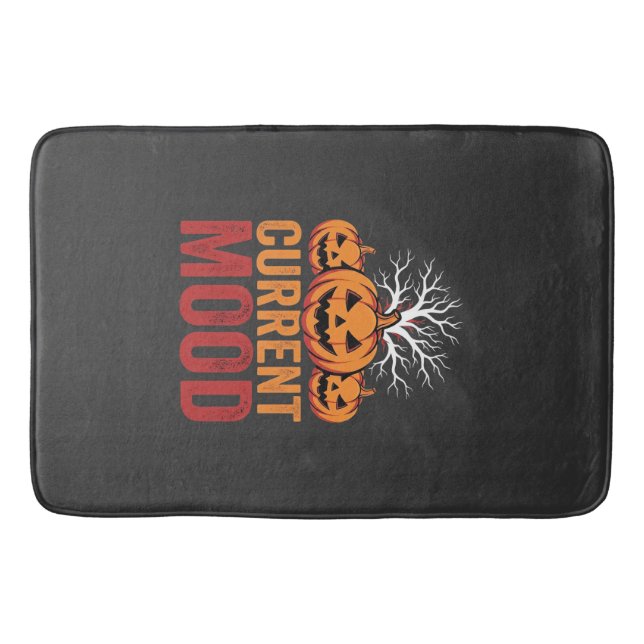 Halloween Current Mood Pumpkin Tree Design Bath Mat (Front)