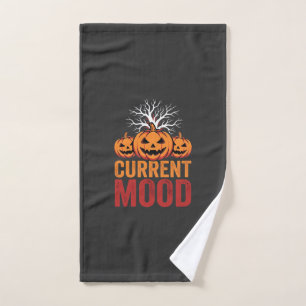 Halloween Current Mood Pumpkin Tree Design Hand Towel