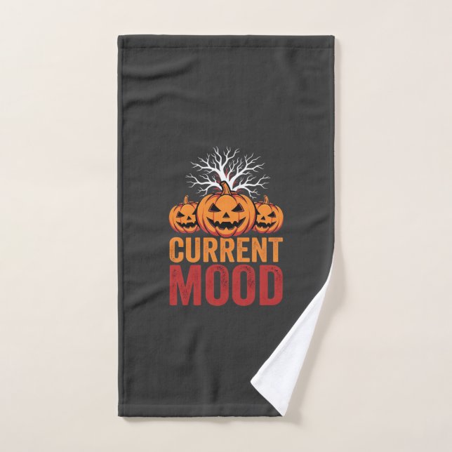 Halloween Current Mood Pumpkin Tree Design Hand Towel (Hand Towel)