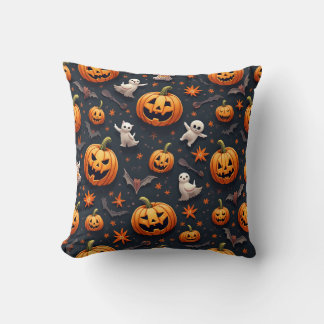 Halloween cushion with ghost and pumpkin pattern