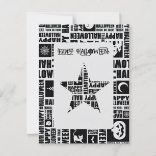 Halloween Custom Cool Whimsical Typography Black Postcard