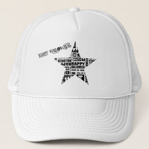 Halloween Custom Cool Whimsical Typography Black  Trucker Hat