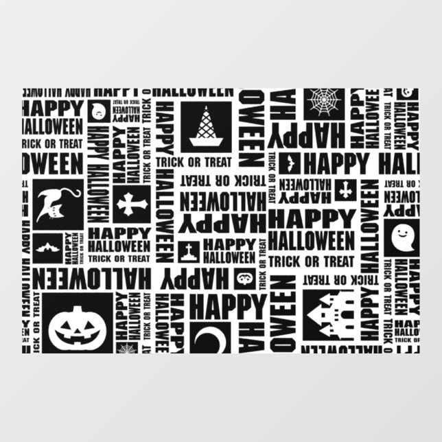 Halloween Custom Cool Whimsical Typography Black  Window Cling (Sheet)
