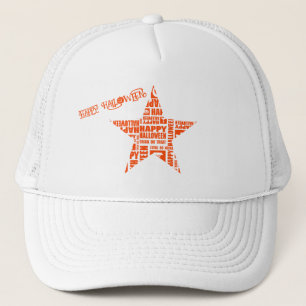 Halloween Custom Cool Whimsical Typography Orange Trucker Hat