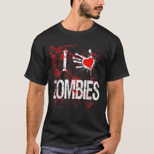 Halloween Custom T Shirt I Love Zombies Heart Shir