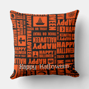 Halloween Custom Whimsical Cool Funny Orange Throw Pillow