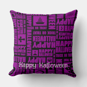 Halloween Custom Whimsical Cool Funny Purple Throw Pillow