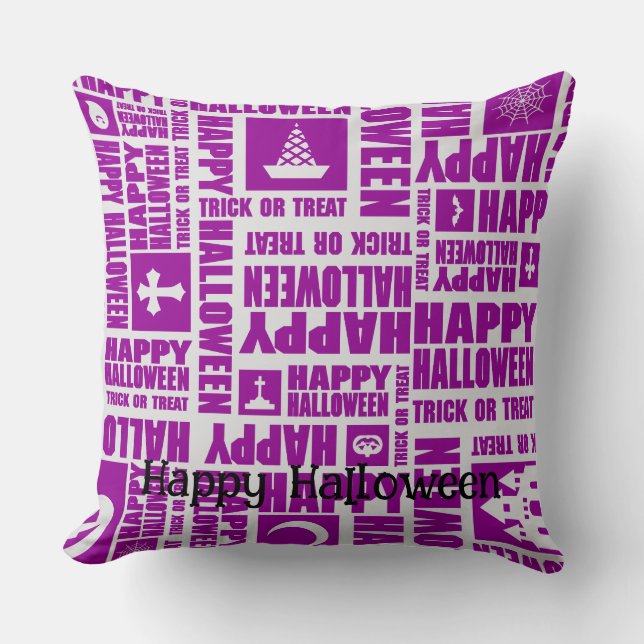 Halloween Custom Whimsical Cool Funny Purple Throw Pillow (Front)
