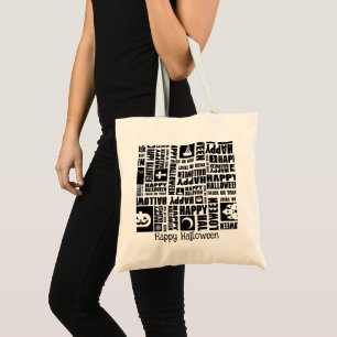 Halloween Custom Whimsical Cool Typography Pattern Tote Bag