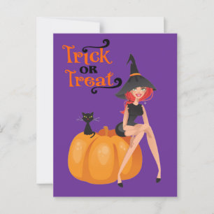 Halloween Custom Whimsical Cute Witch Purple Postcard
