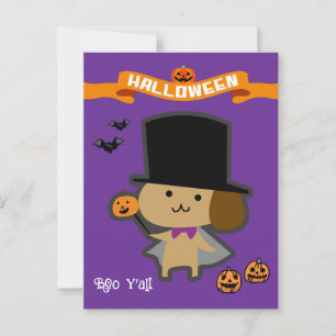 Halloween Custom Whimsical Cute Wizard Dog Postcard