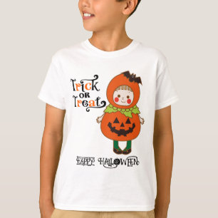 Halloween Custom Whimsical Funny Cute Pumpkin Girl T-Shirt