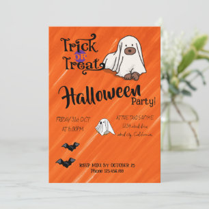 Halloween Custom Whimsical Funny Modern orange Invitation