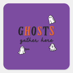 Halloween Custom Whimsical Funny Modern Purple Square Sticker