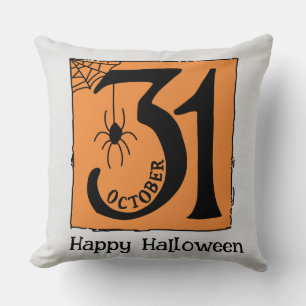 Halloween Custom Whimsical Funny Oct.31 Orange Throw Pillow