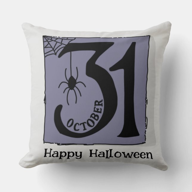 Halloween Custom Whimsical Funny Oct.31 Purple  Throw Pillow (Front)