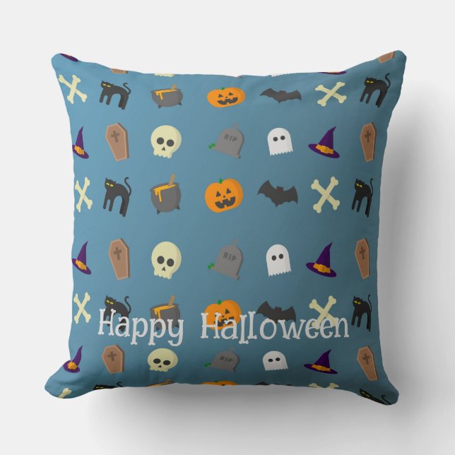 Halloween Custom Whimsical Funny Pattern  Throw Pillow (Front)