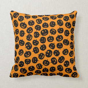 Halloween Customize Orange Pumpkin Cotton 16"X16" Throw Pillow