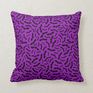 Halloween Customize Purple Bat Cotton 16"X16" Throw Pillow