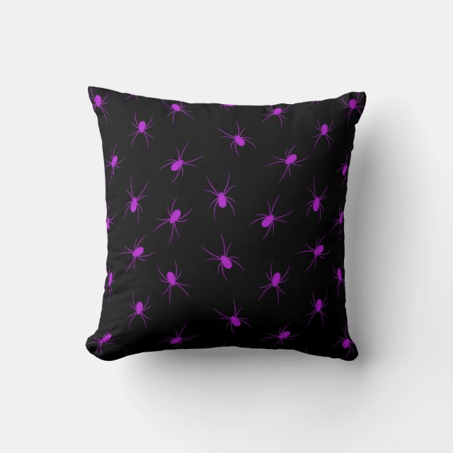 Halloween Customize Purple Spider Cotton 16"X16" Throw Pillow (Front)