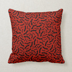 Halloween Customize Red Bat Cotton 16"X16" Throw Pillow