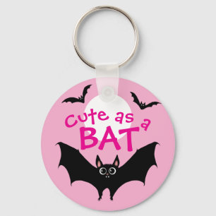 Halloween Cute as a Bat funny pink Keychain