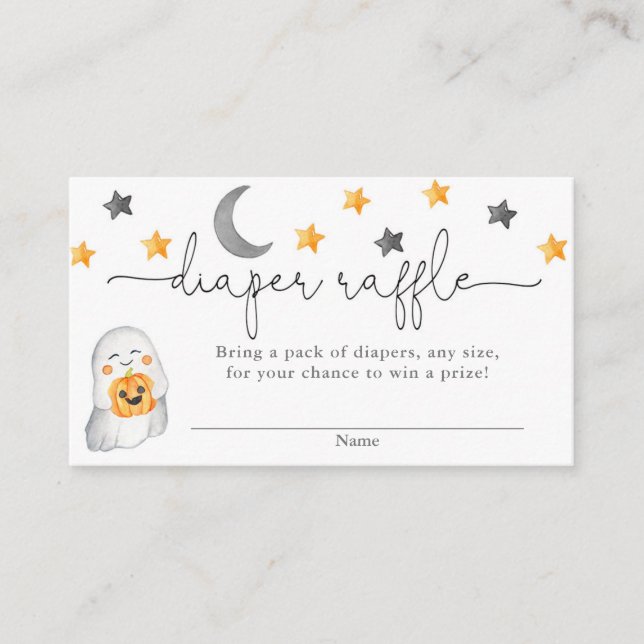 Halloween cute baby ghost fall diaper raffle cards (Front)