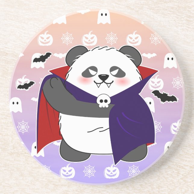 Halloween Cute Baby Panda Dracula Vampire Coaster (Front)