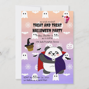 Halloween Cute Baby Panda Dracula Vampire Invitation
