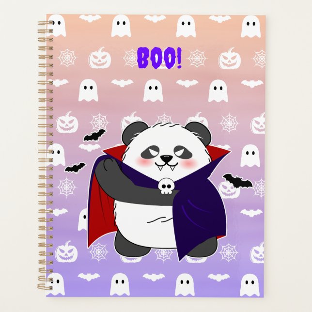 Halloween Cute Baby Panda Dracula Vampire Planner (Front)