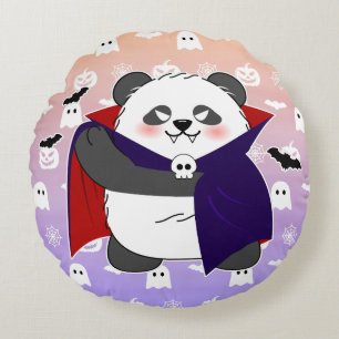 Halloween Cute Baby Panda Dracula Vampire Round Pillow