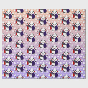 Halloween Cute Baby Panda Dracula Vampire Wrapping Paper
