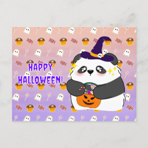 Halloween Cute Baby Panda Trick or Treat Postcard
