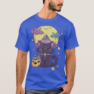 Halloween Cute Black Cat Kawaii Pastel Goth Witch  T-Shirt