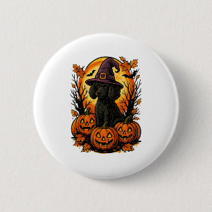 Halloween Cute Black Poodle Witch Hat Pumpkins Aut 2 Inch Round Button