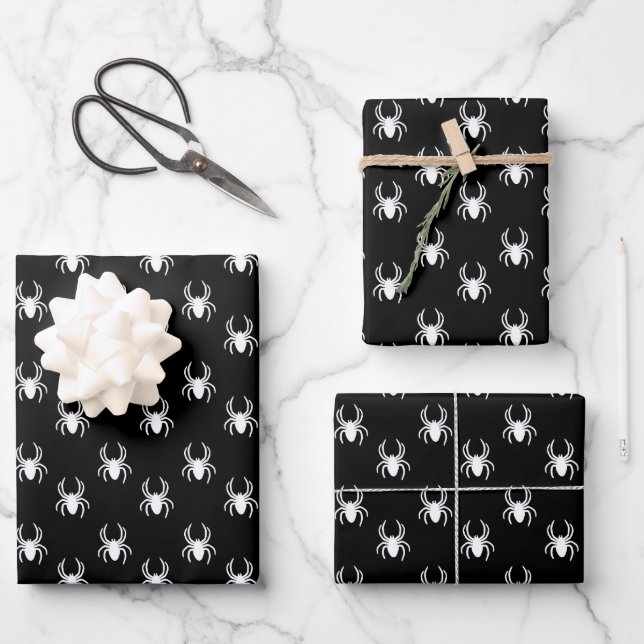 Halloween Cute Black Spider Wrapping Paper Sheet (Front)
