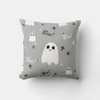 Halloween Cute Boo Pattern Throw Pillow