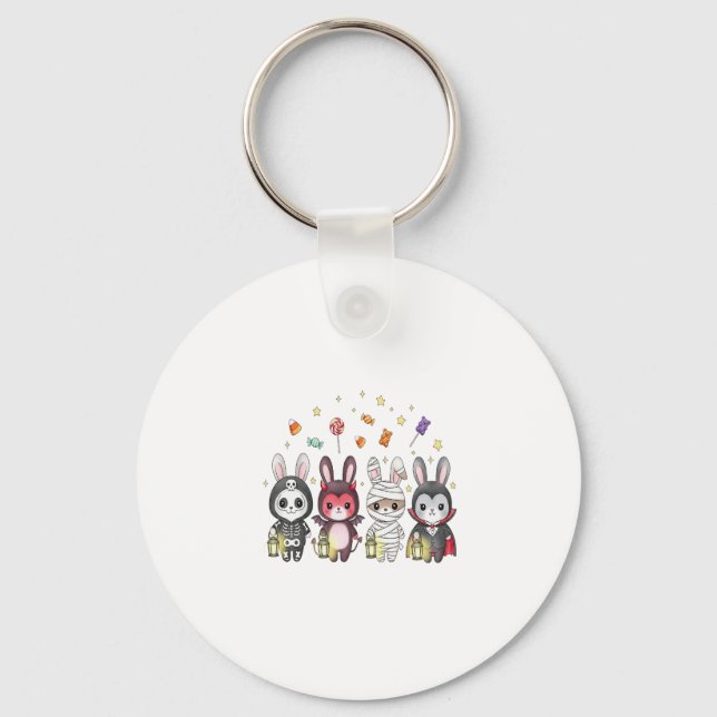 Halloween Cute Bunny Costume Keychain (Front)