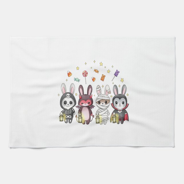 Halloween Cute Bunny Costume Kitchen Towel (Horizontal)