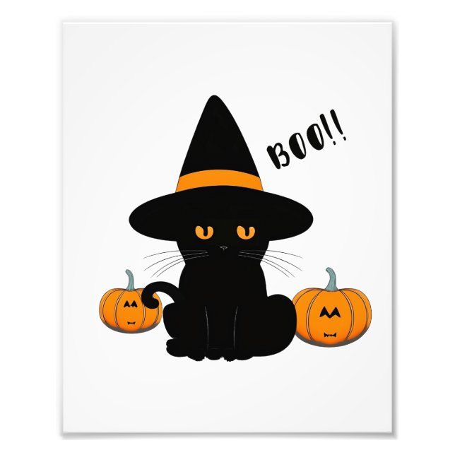Halloween Cute Cartoon Friends, Black Baby Cat Photo Print (Front)