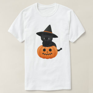 Halloween Cute Cartoon Friends, Black Baby Cat T-Shirt