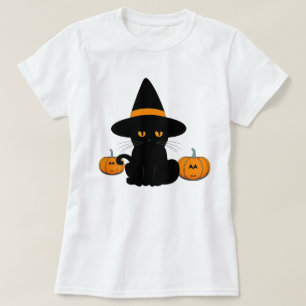 Halloween Cute Cartoon Friends, Black Baby Cat T-Shirt