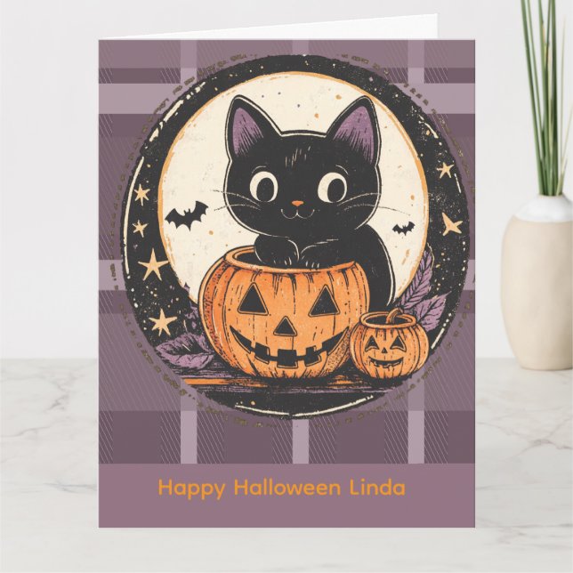 Halloween Cute Cat Fall Card (Front)