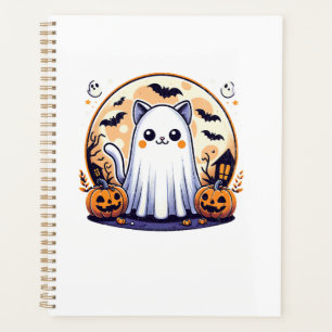 Halloween_ Cute Cat in Ghost Costume Halloween Des Planner