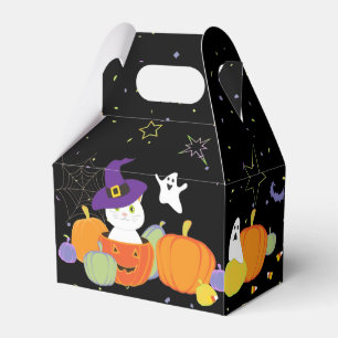 Halloween Cute Cat in Witch Hat Favor Box