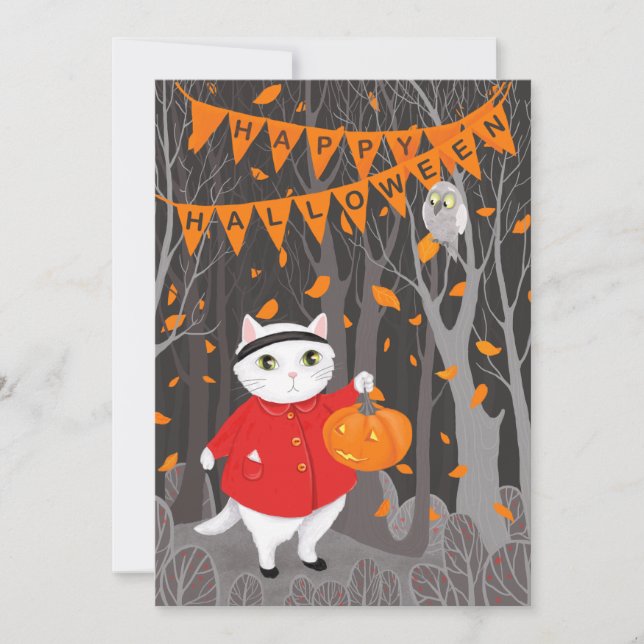     Halloween Cute Cat & Jack-o’-lantern Pumpkin  (Front)