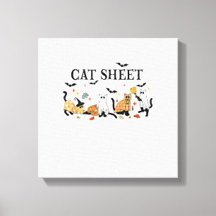 Halloween Cute Cats Sheet In Ghost Costume Women M Canvas Print